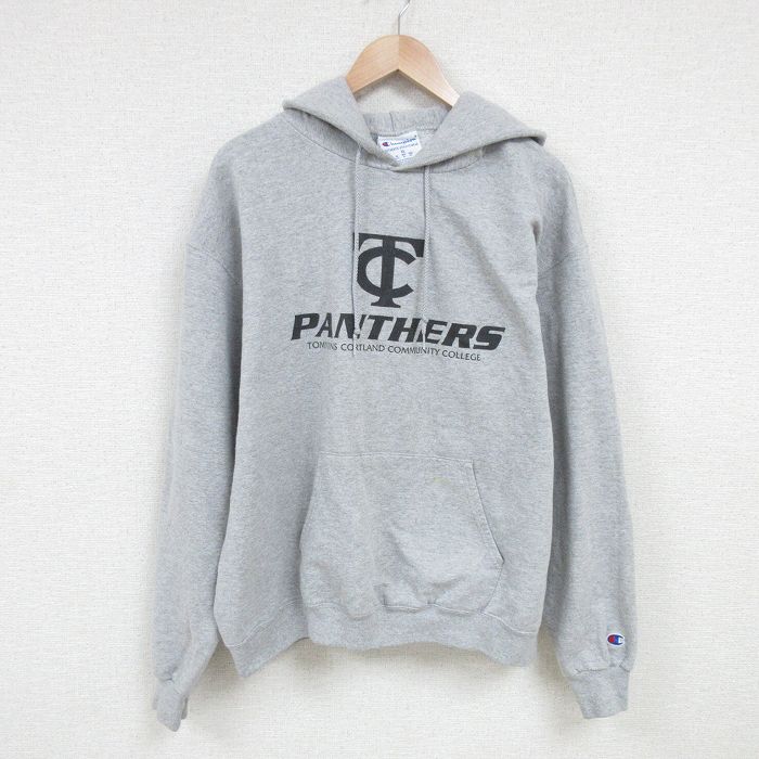 【50%OFF】XL★古着 チャンピオン Champion 長袖 スウェット パーカー メンズ PANTHERS カレッジ グレー 霜降り 25feb27 中古 スエット トレーナー トップス