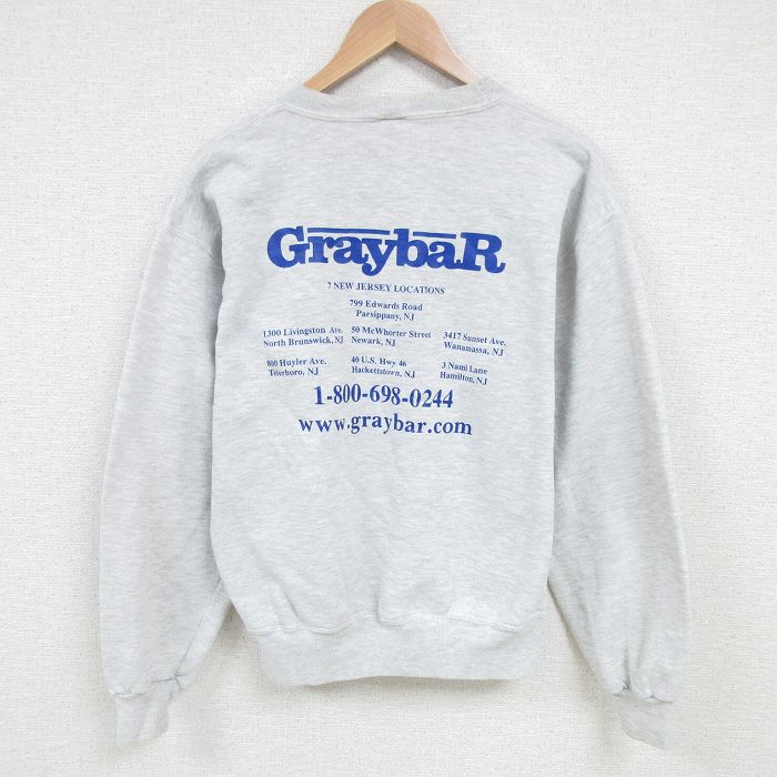 M★古着 ラッセル 長袖 スウェット メンズ 00年代 00s GraybaR クルーネック グレー 霜降り 25feb27 中古 スエット トレーナー トップス