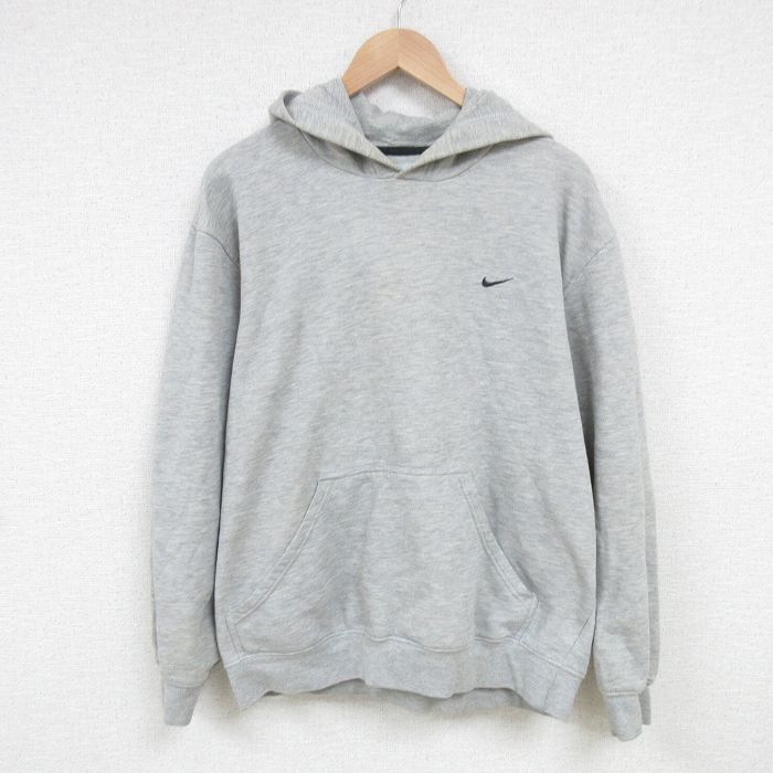 XL★古着 ナイキ NIKE 長袖 スウェット パーカー メンズ 00年代 00s ワンポイントロゴ グレー 霜降り 25feb27 中古 スエット トレーナー トップス