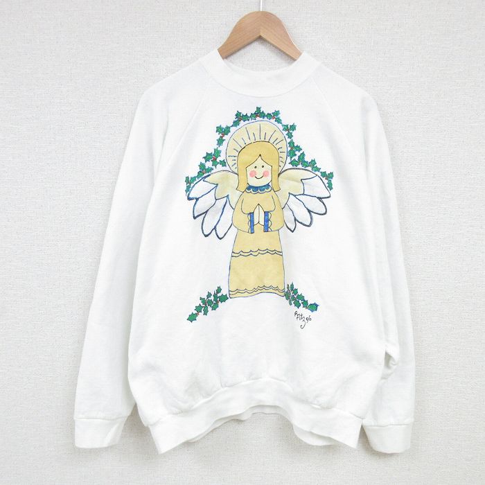 XL★古着 フルーツオブザルーム 長袖 スウェット メンズ 90年代 90s 天使 大きいサイズ クルーネック USA製 白 ホワイト 【spe】 25feb27 中古 スエット トレーナー トップス