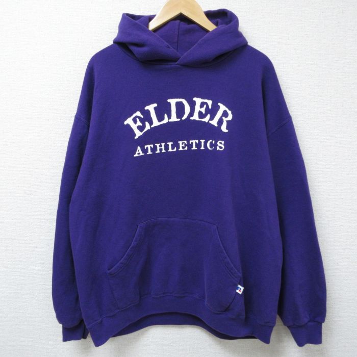 XL★古着 ラッセル 長袖 スウェット パーカー メンズ 00年代 00s ELDER 大きいサイズ 紫 パープル 25feb27 中古 スエット トレーナー トップス