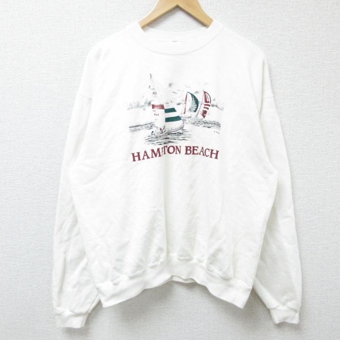 【50%OFF】00s 長袖スウェット HAMPTON BEACH ホワイト XL | 古着