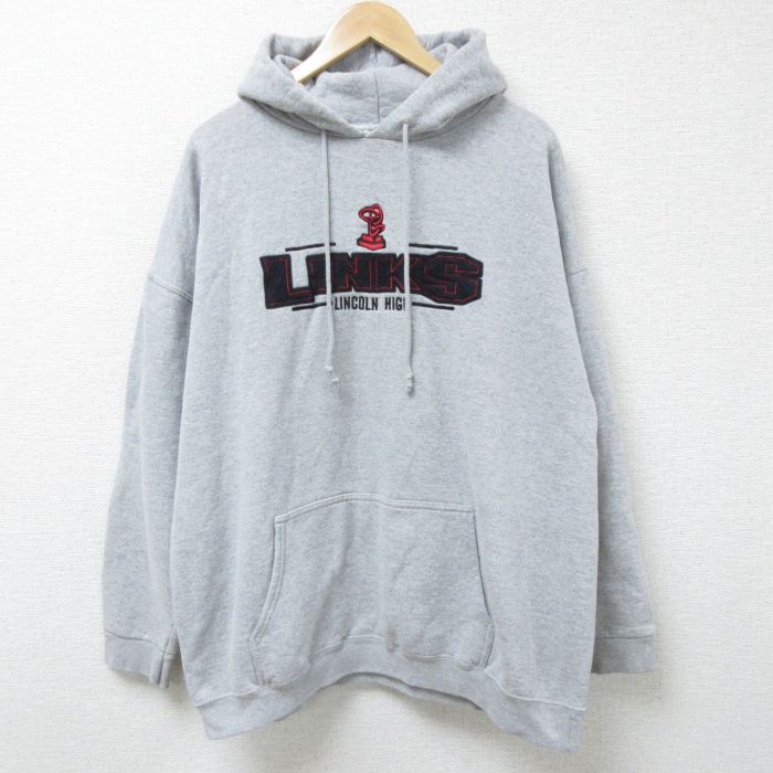 【50%OFF】XL★古着 長袖 スウェット パーカー メンズ 00年代 00s LINKS 大きいサイズ グレー 霜降り 25feb27 中古 スエット トレーナー トップス