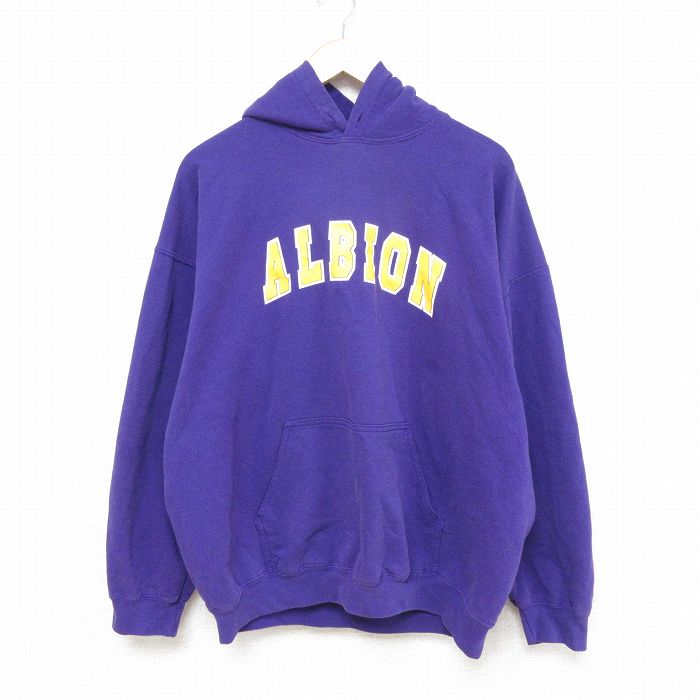 【20%OFF】XL★古着 長袖 スウェット パーカー メンズ 00年代 00s アルビオン 大きいサイズ 紫 パープル 25feb28 中古 スエット トレーナー トップス