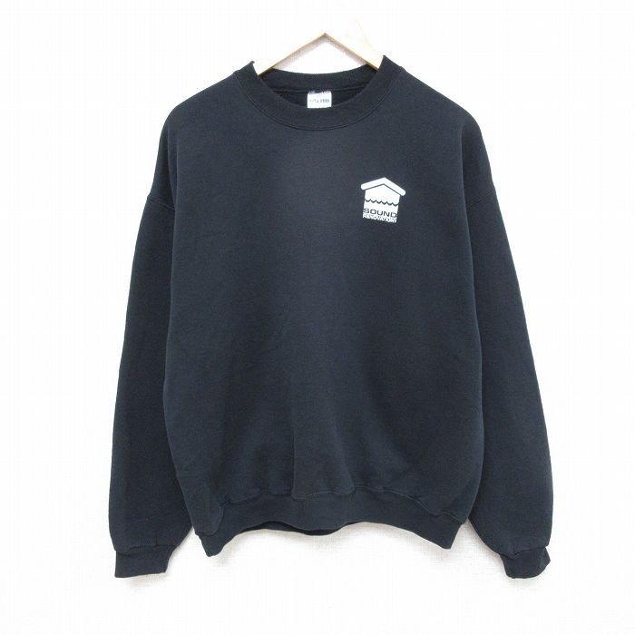 【50%OFF】L★古着 ジャージーズ 長袖 スウェット メンズ 00年代 00s SOUND クルーネック 黒 ブラック 25feb28 中古 スエット トレーナー トップス