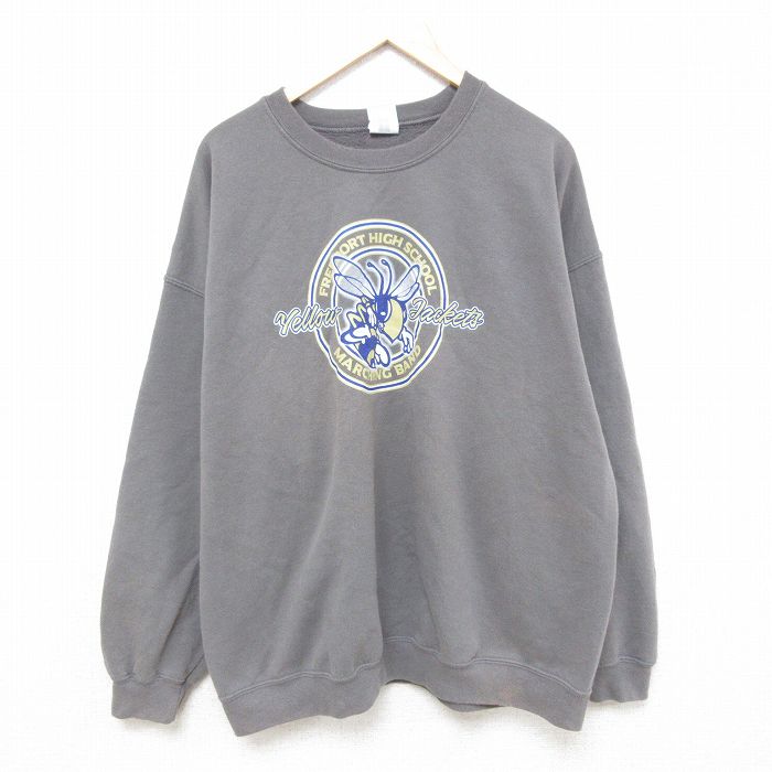 【50%OFF】XL★古着 長袖 スウェット メンズ イエロージャケッツ 大きいサイズ クルーネック 濃グレー 25feb28 中古 スエット トレーナー トップス
