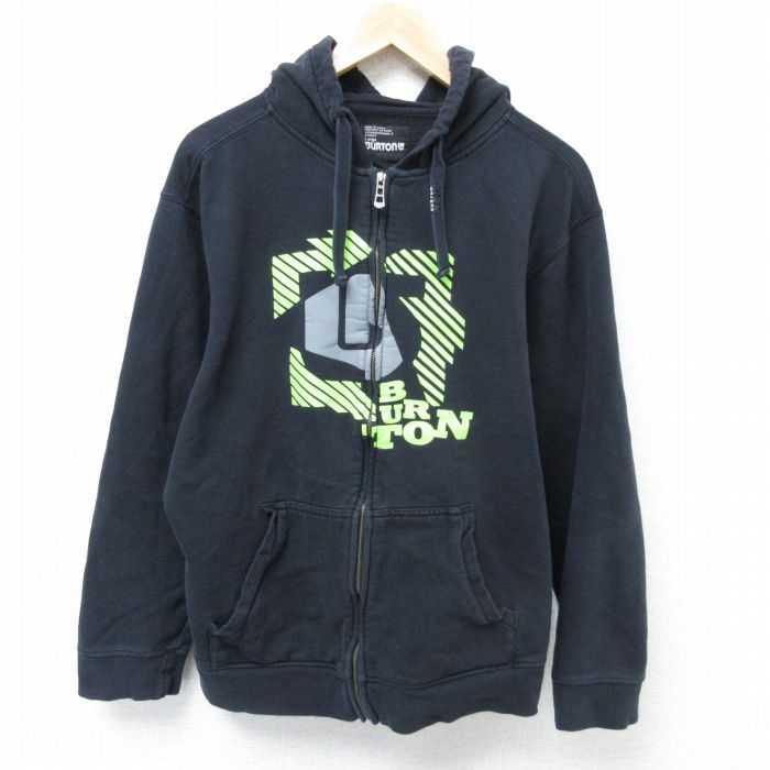 【50%OFF】L★古着 長袖 フルジップ スウェット パーカー メンズ バートン 黒 ブラック 25mar01 中古 スエット トレーナー トップス