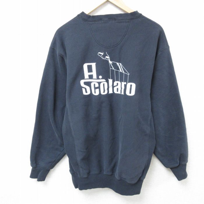 XL★古着 長袖 スウェット メンズ Ascolaro クルーネック 黒 ブラック 25mar01 中古 スエット トレーナー トップス
