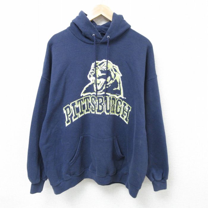 XL★古着 リー Lee 長袖 スウェット パーカー メンズ 00年代 00s ピッツバーグ トラ 大きいサイズ 紺 ネイビー 25mar01 中古 スエット トレーナー トップス