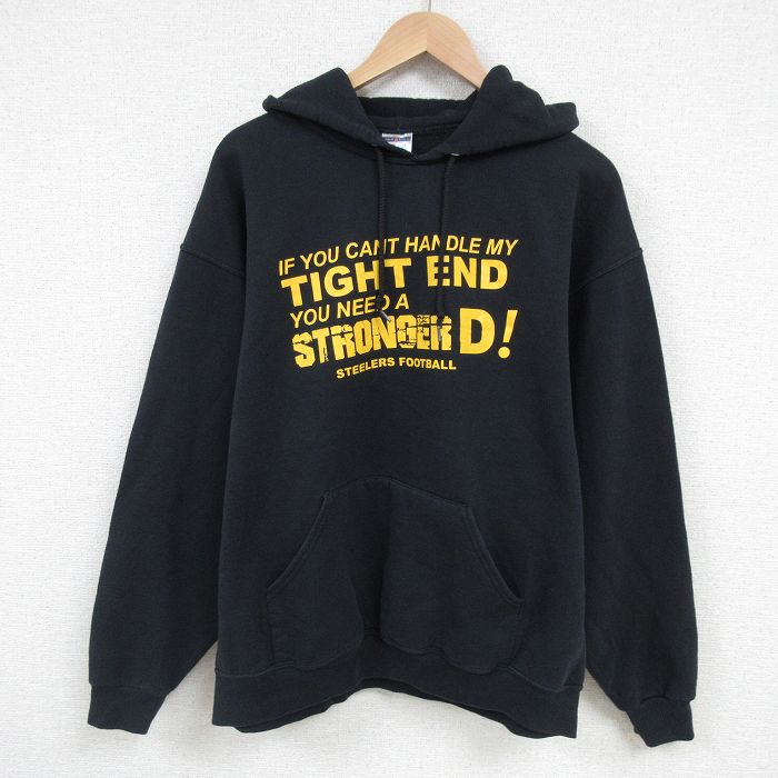 XL★古着 ジャージーズ 長袖 スウェット パーカー メンズ 00年代 00s NFL ピッツバーグスティーラーズ 黒 ブラック アメフト スーパーボウル 25mar01 中古 スエット トレーナー トップス