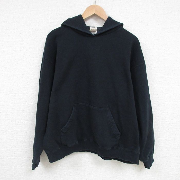 XL★古着 フルーツオブザルーム 長袖 スウェット パーカー メンズ 00年代 00s 無地 クルーネック 黒 ブラック 25mar01 中古 スエット トレーナー トップス