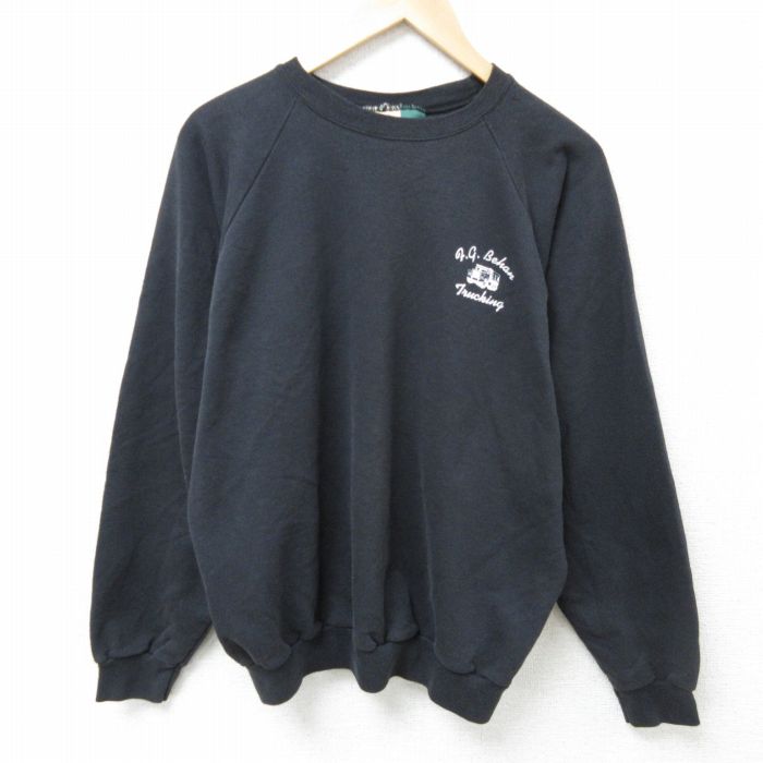 【50%OFF】L★古着 Wear Guard 長袖 スウェット メンズ 00年代 00s トラック ラグラン クルーネック カナダ製 黒 ブラック 25mar01 中古 スエット トレーナー トップス