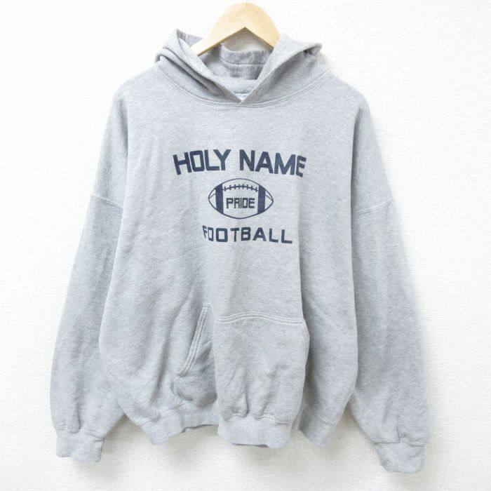 【50%OFF】XL★古着 長袖 スウェット パーカー メンズ 00年代 00s フットボール 大きいサイズ グレー 霜降り 25mar03 中古 スエット トレーナー トップス