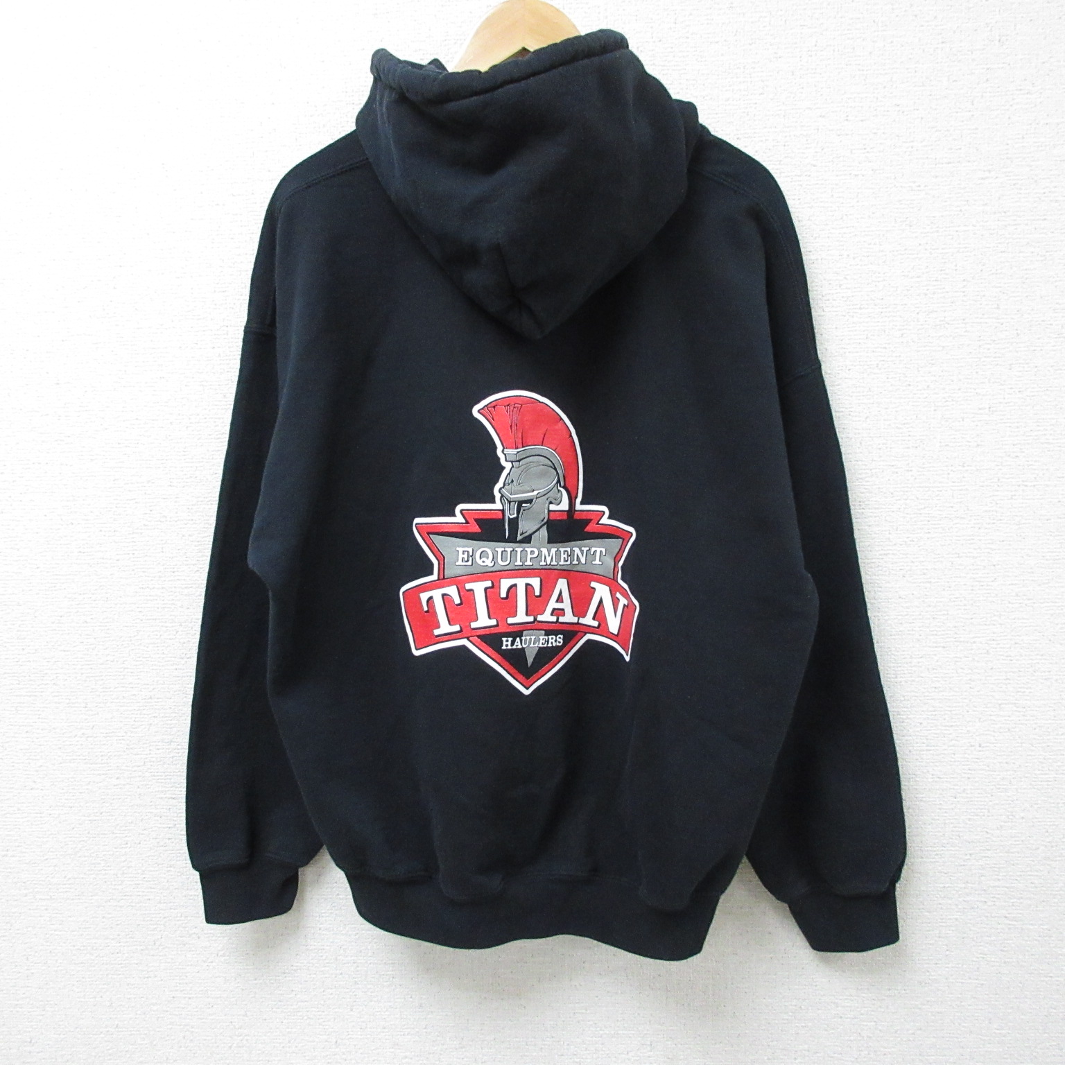 【50%OFF】XL★古着 長袖 スウェット パーカー メンズ TAITAN 大きいサイズ 黒 ブラック 25mar03 中古 スエット トレーナー トップス