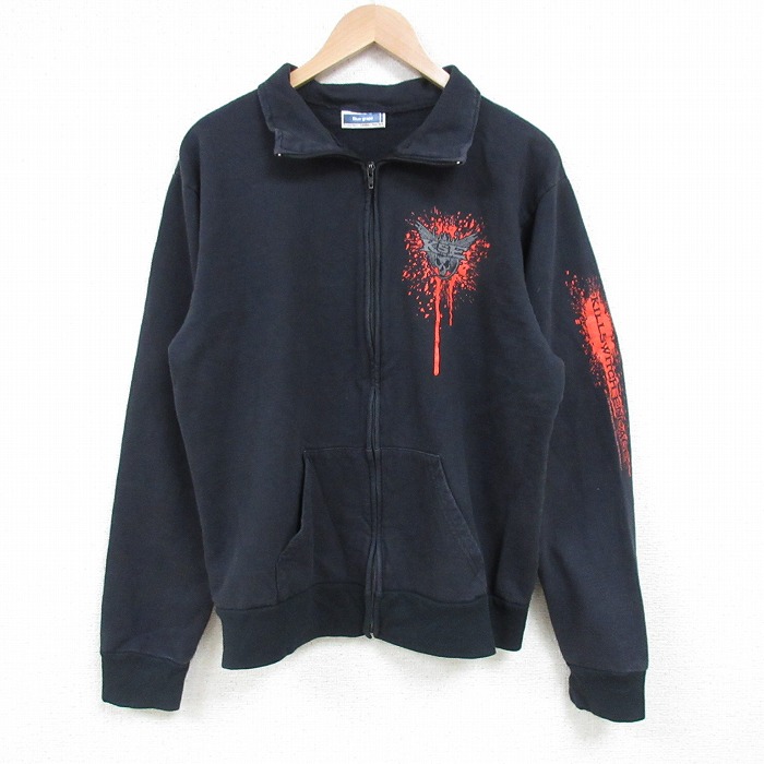 L★古着 長袖 ロック バンド フルジップ スウェット メンズ 00年代 00s キルスウィッチエンゲイジ モックネック ハイネック 黒 ブラック 【spe】 25mar04 中古 スエット トレーナー トップス