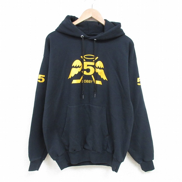 L★古着 ヘインズ Hanes 長袖 スウェット パーカー メンズ Bobby 財団 黒 ブラック 25mar04 中古 スエット トレーナー トップス