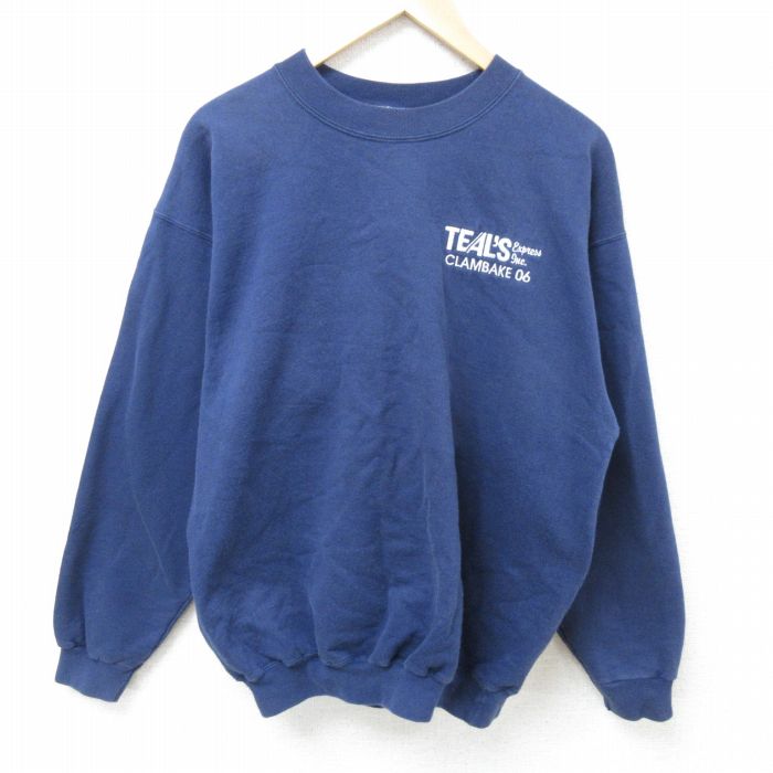 L★古着 ヘインズ Hanes 長袖 スウェット メンズ 00年代 00s TEALS クルーネック 紺 ネイビー 25mar05 中古 スエット トレーナー トップス