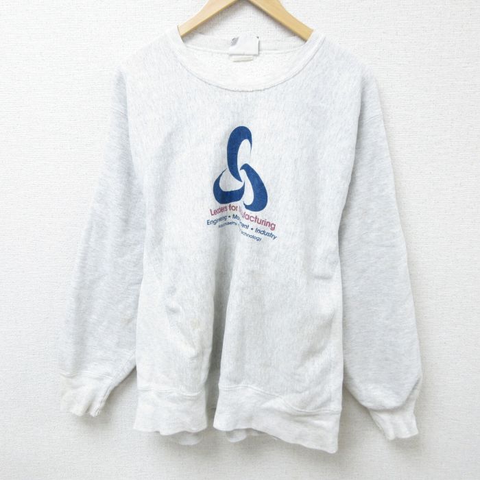 【50%OFF】XL★古着 リー Lee 長袖 スウェット メンズ 90年代 90s エンジニアリング 大きいサイズ クルーネック USA製 グレー 霜降り 25mar05 中古 スエット トレーナー トップス