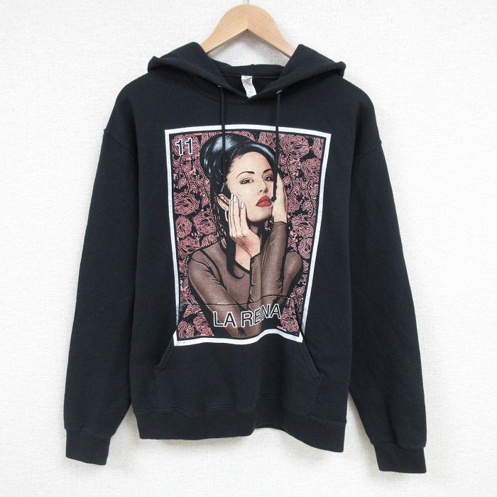 M★古着 ジャージーズ 長袖 ロック バンド スウェット パーカー メンズ LA REINA 黒 ブラック 25mar05 中古 スエット トレーナー トップス