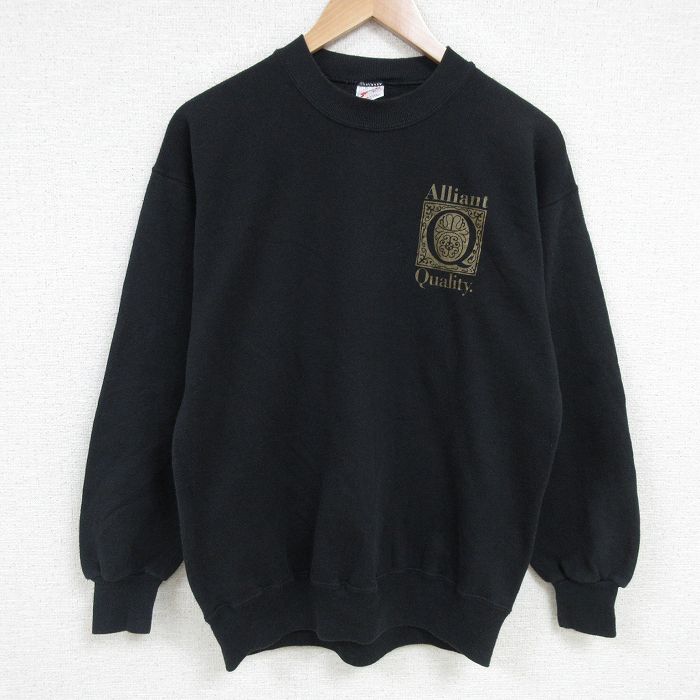 【50%OFF】M★古着 ジャージーズ 長袖 スウェット メンズ 80年代 80s Alliant クルーネック USA製 黒 ブラック 25mar05 中古 スエット トレーナー トップス