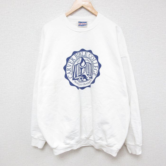 ヘインズ 00s 長袖スウェット カーバーバイブルカレッジ ホワイト XL | 古着