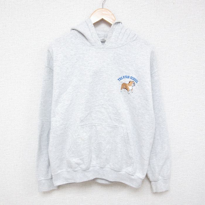 【50%OFF】L★古着 長袖 スウェット パーカー メンズ 00年代 00s 犬 グレー 霜降り 25mar05 中古 スエット トレーナー トップス