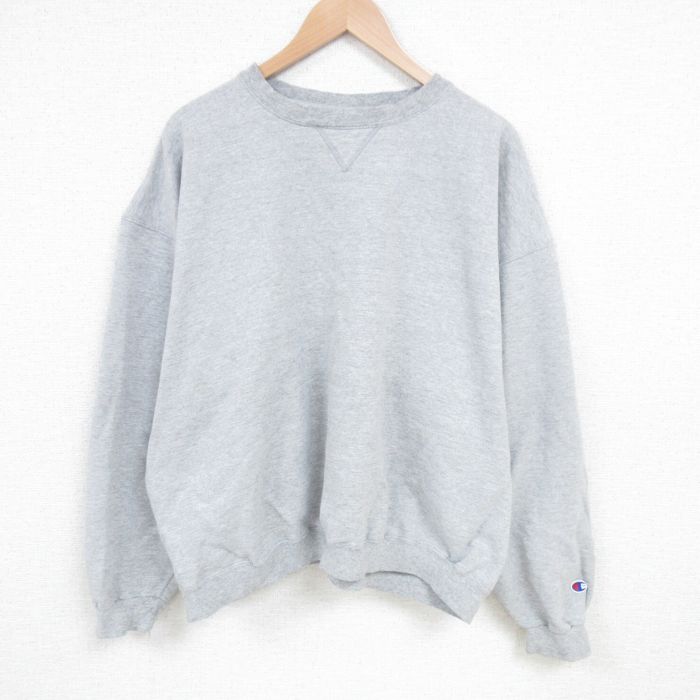 XL★古着 チャンピオン Champion 長袖 スウェット メンズ 00年代 00s 無地 大きいサイズ クルーネック グレー 霜降り 25mar06 中古 スエット トレーナー トップス