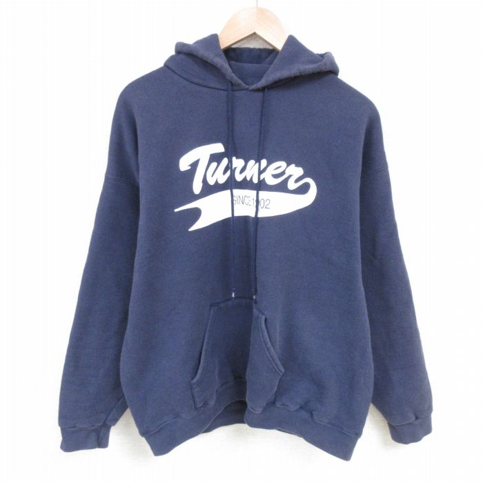 XL★古着 リー Lee 長袖 スウェット パーカー メンズ 90年代 90s Turner USA製 紺 ネイビー 25mar06 中古 スエット トレーナー トップス