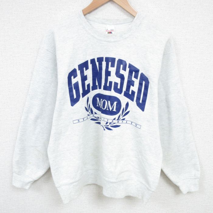 【50%OFF】M★古着 フルーツオブザルーム 長袖 スウェット メンズ 90年代 90s ジェネセオ クルーネック USA製 薄グレー 霜降り 25mar06 中古 スエット トレーナー トップス
