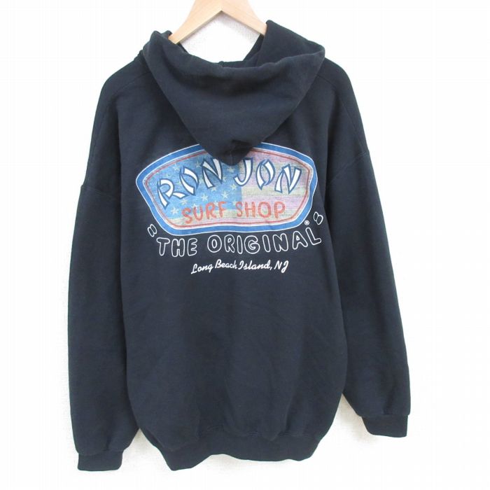 XL★古着 ジャージーズ ロンジョン 長袖 スウェット パーカー メンズ 大きいサイズ 黒 ブラック 25mar06 中古 スエット トレーナー トップス