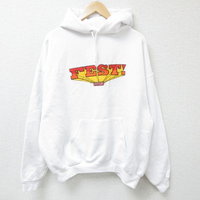 XL★古着 ジャージーズ 長袖 スウェット パーカー メンズ 00年代 00s FEST 大きいサイズ 白 ホワイト 25mar13 中古 スエット トレーナー トップス