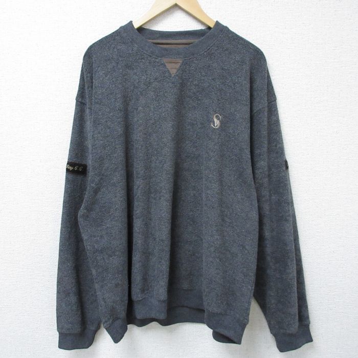 【50%OFF】XL★古着 SDI 長袖 トップス メンズ 90年代 90s S V 大きいサイズ クルーネック 濃グレー 霜降り 25mar13 中古 スエット トレーナー