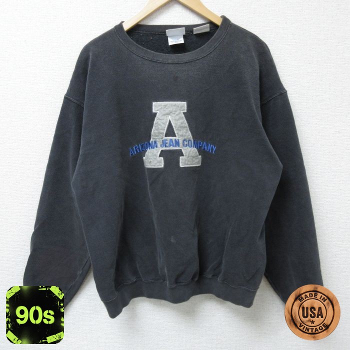 アリゾナ 90s 長袖スウェット 刺繍 ブラック XL | 古着
