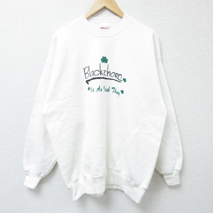 ヘインズ 00s 長袖スウェット クローバー ホワイト XL | 古着