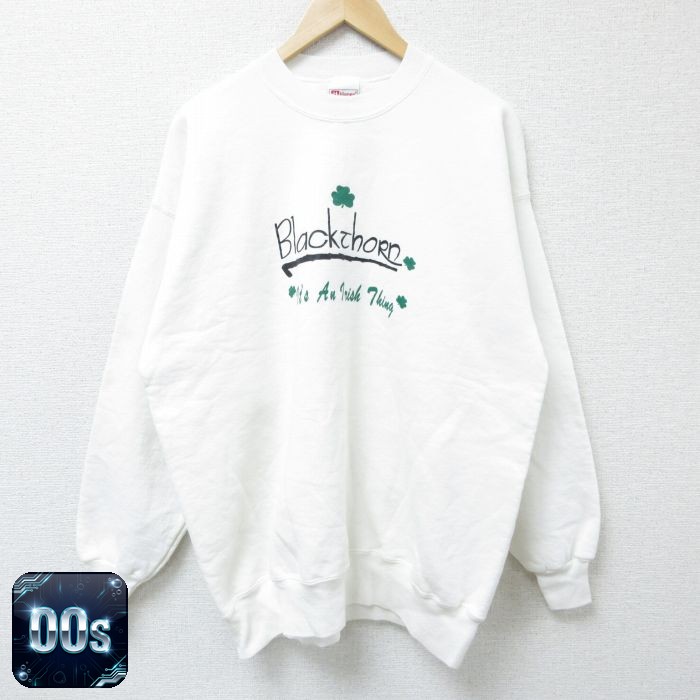 ヘインズ 00s 長袖スウェット クローバー ホワイト XL | 古着