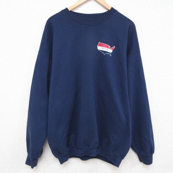 XL★古着 チャンピオン Champion 長袖 スウェット メンズ アメリカ クルーネック 紺 ネイビー 25mar07 中古 スエット トレーナー トップス