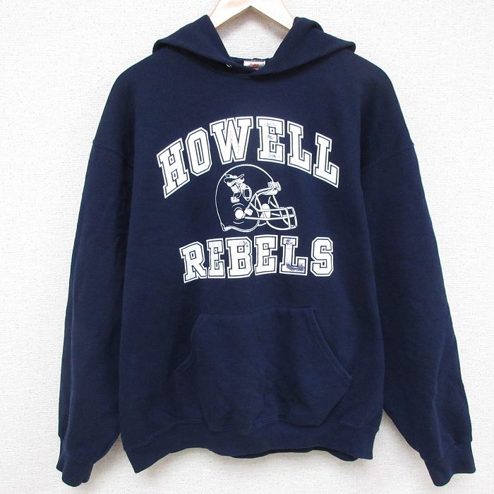 【20%OFF】XL★古着 ジャージーズ 長袖 スウェット パーカー メンズ 00年代 00s HOWELL REBELS 濃紺 ネイビー 25mar07 中古 スエット トレーナー トップス