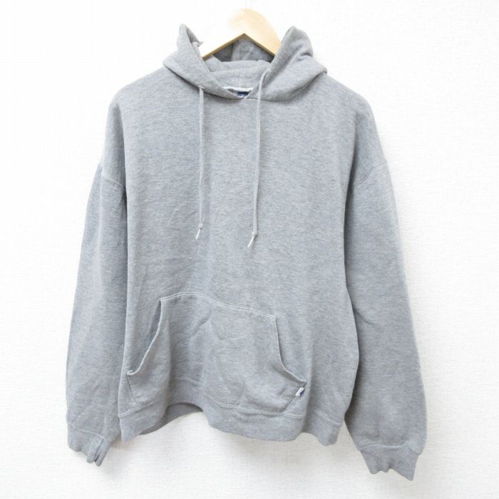 XL★古着 ラッセル 長袖 スウェット パーカー メンズ 00年代 00s 無地 グレー 霜降り 25mar13 中古 スエット トレーナー トップス