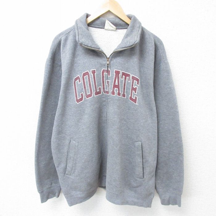 【50%OFF】XL★古着 MVスポーツ 長袖 フルジップ スウェット メンズ 00年代 00s COLGATE 濃グレー 霜降り 25mar13 中古 スエット トレーナー トップス