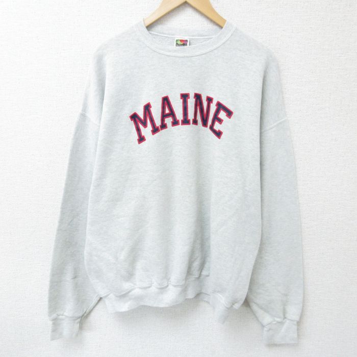 XL★古着 フルーツオブザルーム 長袖 スウェット メンズ 00年代 00s MAINE 大きいサイズ クルーネック グレー 霜降り 25mar13 中古 スエット トレーナー トップス