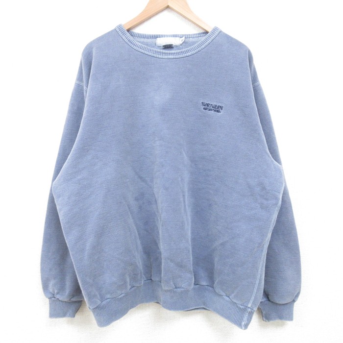 【50%OFF】XL★古着 長袖 スウェット メンズ 90年代 90s NORTHERN 大きいサイズ コットン クルーネック カナダ製 薄紺 ネイビー 25mar13 中古 スエット トレーナー トップス