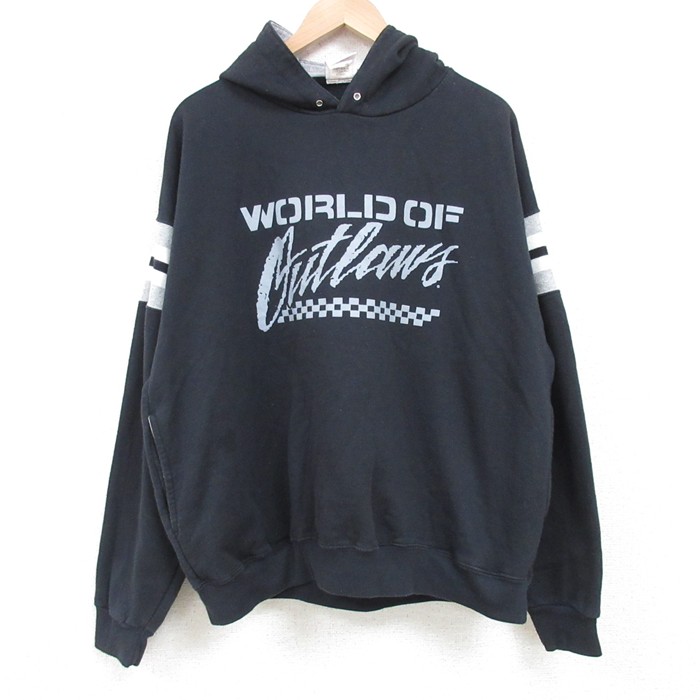 XL★古着 チャンピオン Champion 長袖 スウェット パーカー メンズ 00年代 00s WORLD 黒 ブラック 25mar13 中古 スエット トレーナー トップス