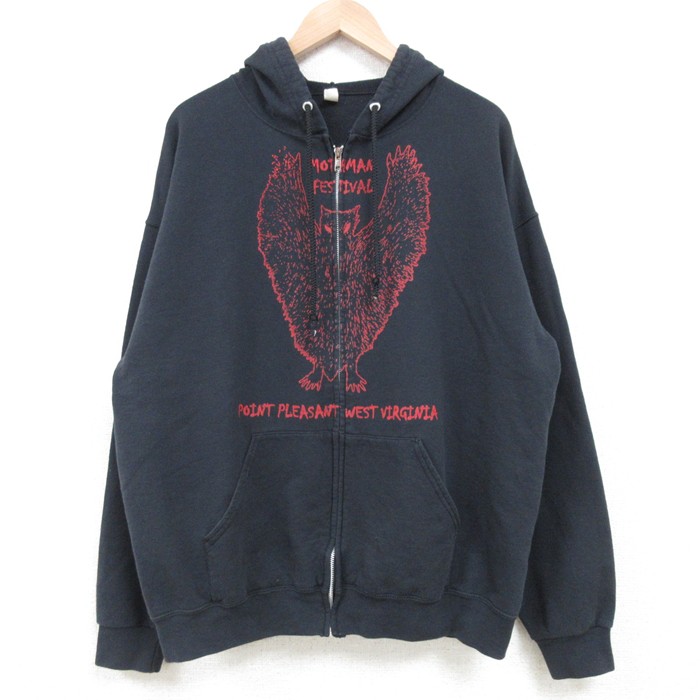 XL★古着 ジャージーズ 長袖 フルジップ スウェット パーカー メンズ モスマン 黒 ブラック 25mar13 中古 スエット トレーナー トップス