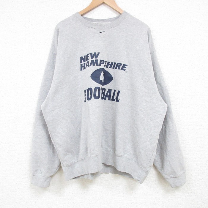 XL★古着 ナイキ NIKE 長袖 スウェット メンズ 00年代 00s センタースウォッシュ ニューハンプシャー 大きいサイズ グレー 霜降り 25mar13 中古 スエット トレーナー トップス