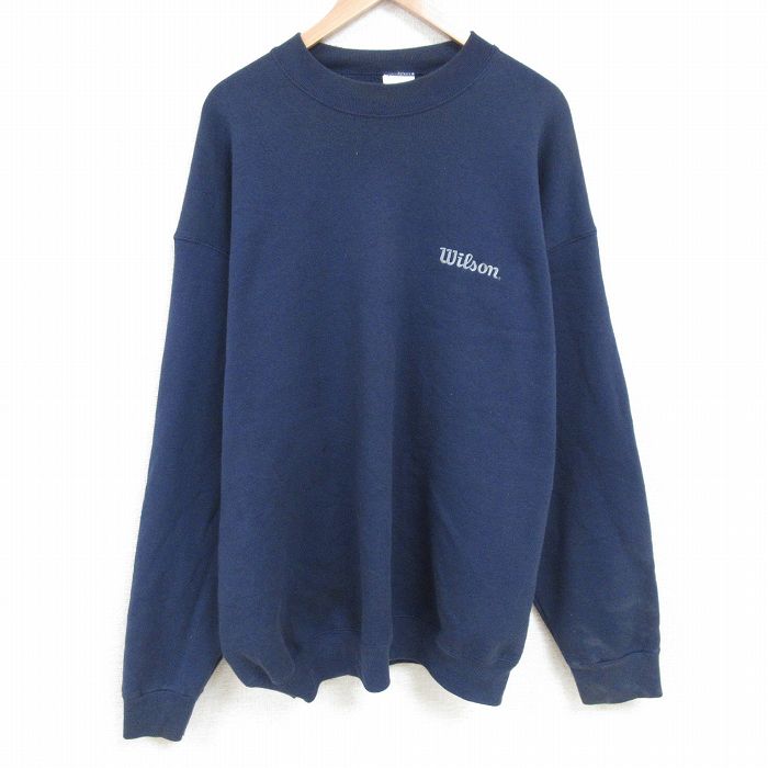 ウィルソン 90s 長袖スウェット ワンポイントロゴ ネイビー XL | 古着