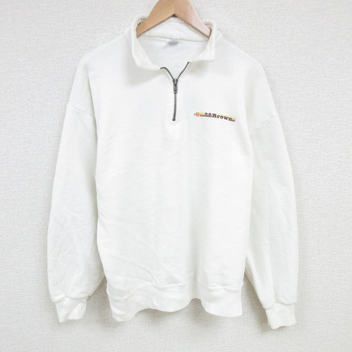 【50%OFF】XL★古着 ジャージーズ 長袖 ハーフジップ スウェット メンズ 90年代 90s 大きいサイズ USA製 白 ホワイト 25mar07 中古 スエット トレーナー トップス