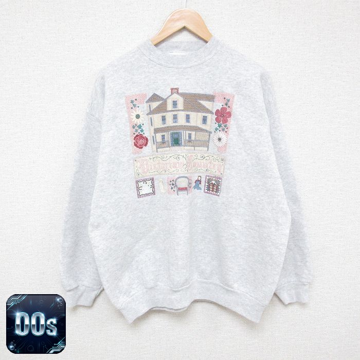 00s 長袖スウェット 家花 グレー XL | 古着