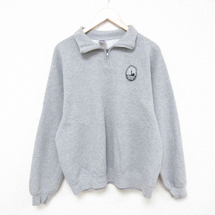 L★古着 ジャージーズ 長袖 ハーフジップ スウェット メンズ 00年代 00s PERSEUS HOUSE グレー 霜降り 25mar08 中古 スエット トレーナー トップス