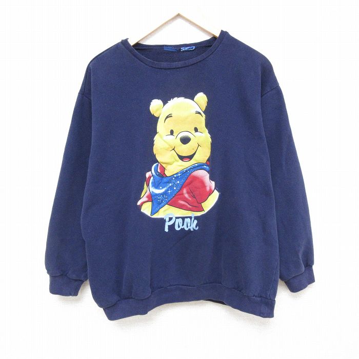 【50%OFF】ディズニー 00s 長袖スウェット くまのプーさん ネイビー XL | 古着
