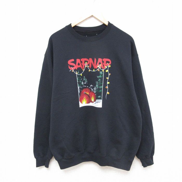XL★古着 長袖 スウェット メンズ SAPNAP クルーネック 黒 ブラック 25mar08 中古 スエット トレーナー トップス